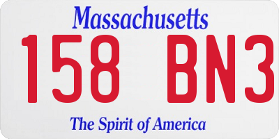 MA license plate 158BN3
