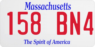 MA license plate 158BN4