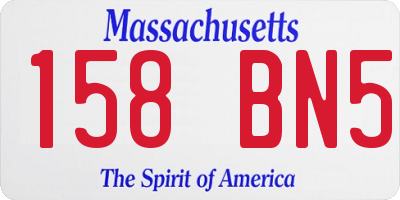 MA license plate 158BN5
