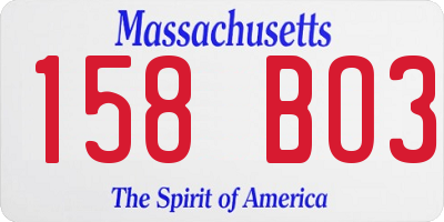 MA license plate 158BO3