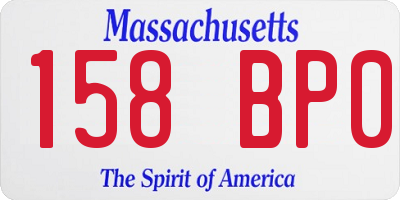 MA license plate 158BP0