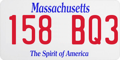 MA license plate 158BQ3