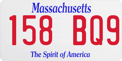 MA license plate 158BQ9