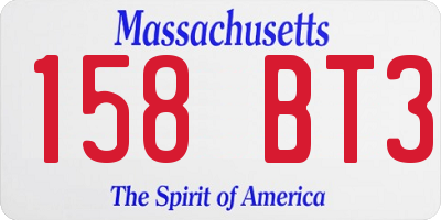 MA license plate 158BT3