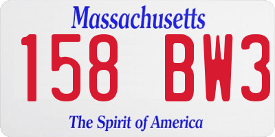 MA license plate 158BW3