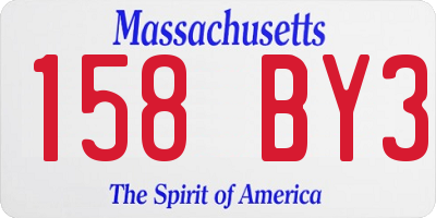 MA license plate 158BY3