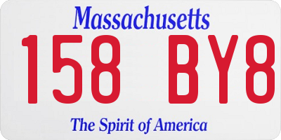 MA license plate 158BY8