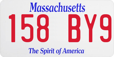 MA license plate 158BY9