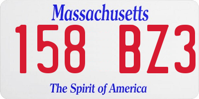 MA license plate 158BZ3