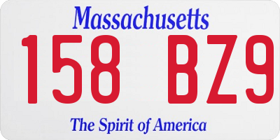 MA license plate 158BZ9