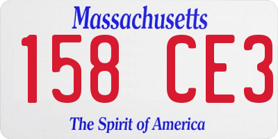 MA license plate 158CE3