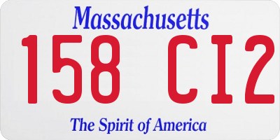 MA license plate 158CI2