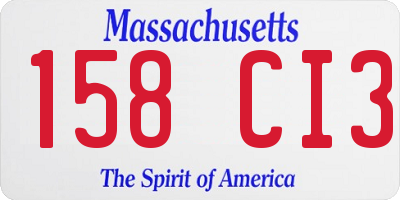 MA license plate 158CI3