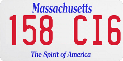 MA license plate 158CI6