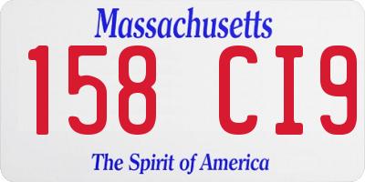 MA license plate 158CI9