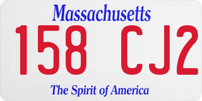 MA license plate 158CJ2