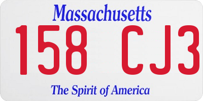 MA license plate 158CJ3
