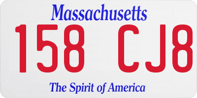 MA license plate 158CJ8