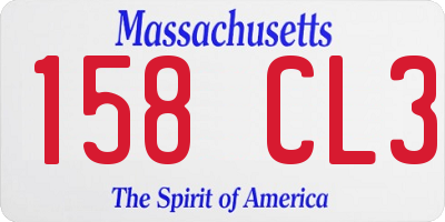 MA license plate 158CL3