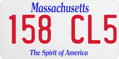 MA license plate 158CL5