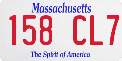 MA license plate 158CL7