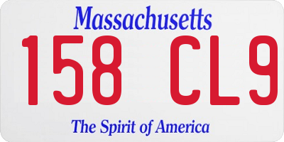 MA license plate 158CL9