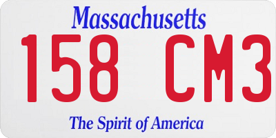 MA license plate 158CM3
