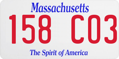 MA license plate 158CO3