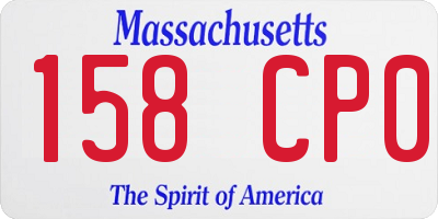 MA license plate 158CP0