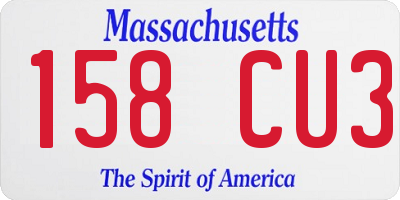 MA license plate 158CU3