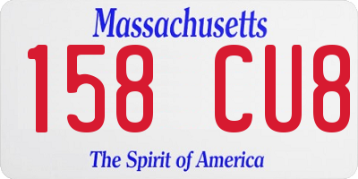 MA license plate 158CU8