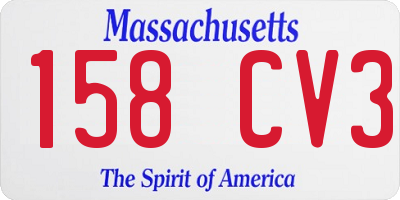 MA license plate 158CV3