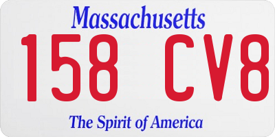 MA license plate 158CV8