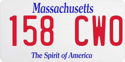 MA license plate 158CW0