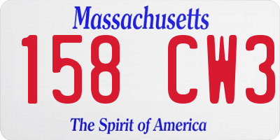 MA license plate 158CW3