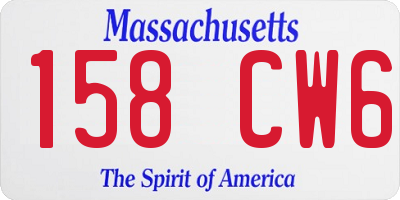 MA license plate 158CW6