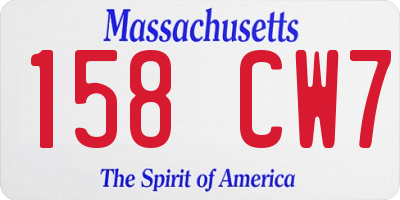 MA license plate 158CW7