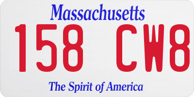 MA license plate 158CW8