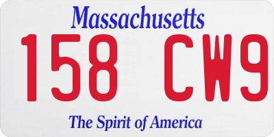 MA license plate 158CW9