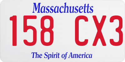 MA license plate 158CX3