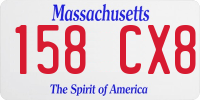 MA license plate 158CX8