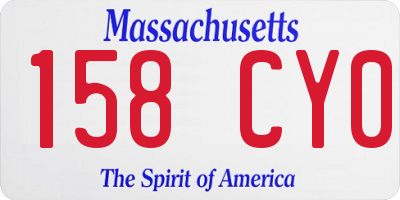 MA license plate 158CY0