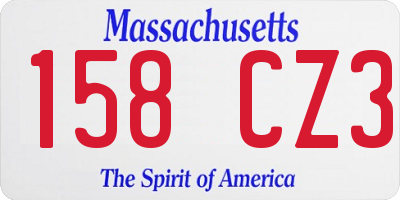 MA license plate 158CZ3