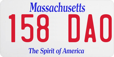MA license plate 158DA0
