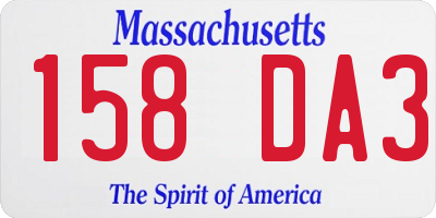 MA license plate 158DA3