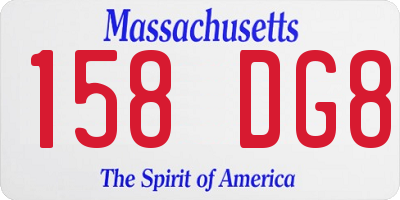 MA license plate 158DG8