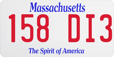 MA license plate 158DI3