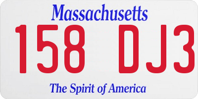 MA license plate 158DJ3