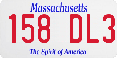 MA license plate 158DL3