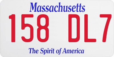 MA license plate 158DL7